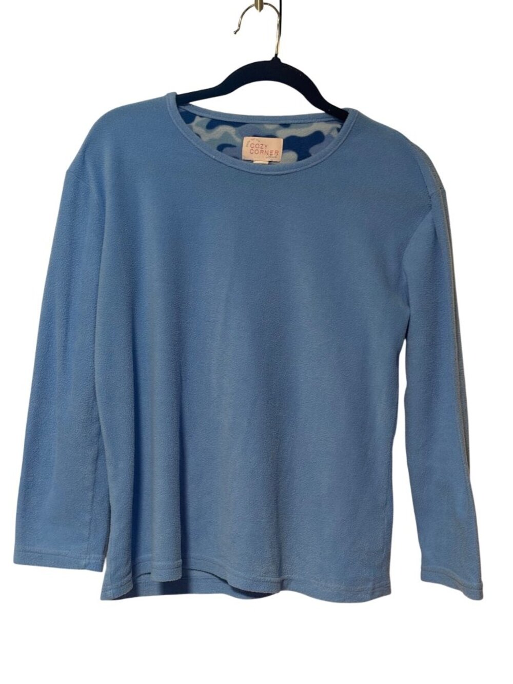 Vintage Cozy Corner Womens Medium 8 10 Blue Fleece Long Sleeve Pull Over Shirt T